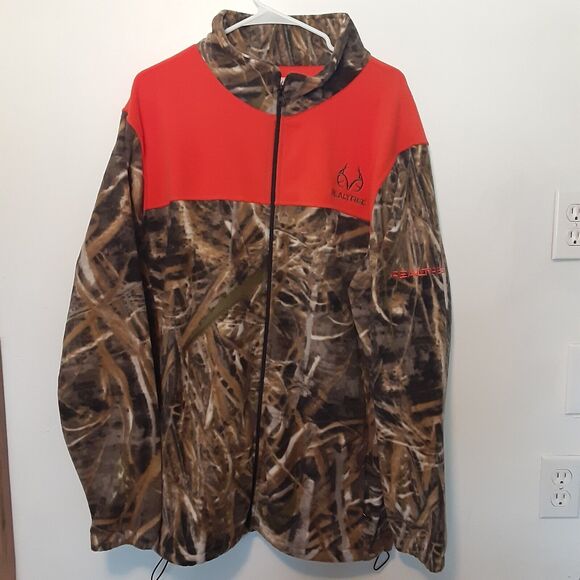 RealTree Fleece Jacket Mens L Camo Orange Hunting Full Zip Outdoors - Picture 1 of 8